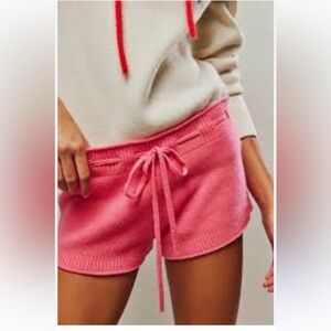NWT Free People Intimately Cozy Up Cashmere  Hot Pink Shorts Size Large